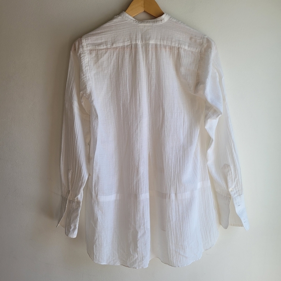 Never Worn SOEUR White Gauze Casual Button Down Bib Peasant Shirt Tunic Medium - Picture 5 of 10